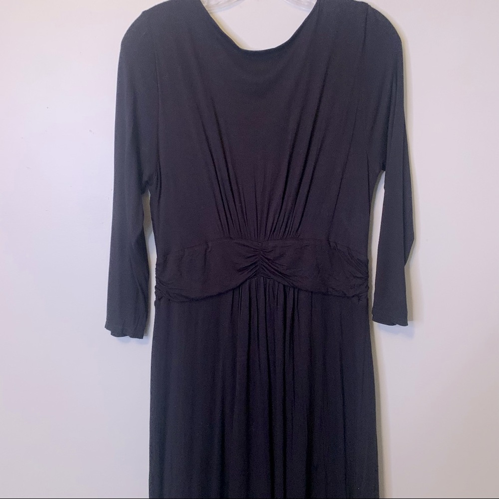 PURE COLLECTION Black Jersey Faux Wrap Midi Dress - Picture 15 of 16